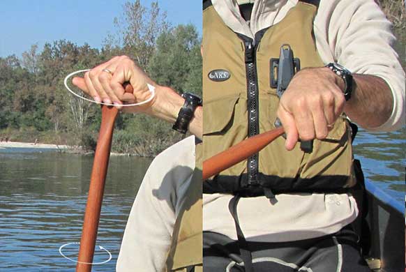 rotazione pomello pagaia canoa canadese